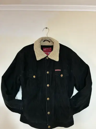 Chaqueta de cotelé negra con interior de borrego - miniatura 1