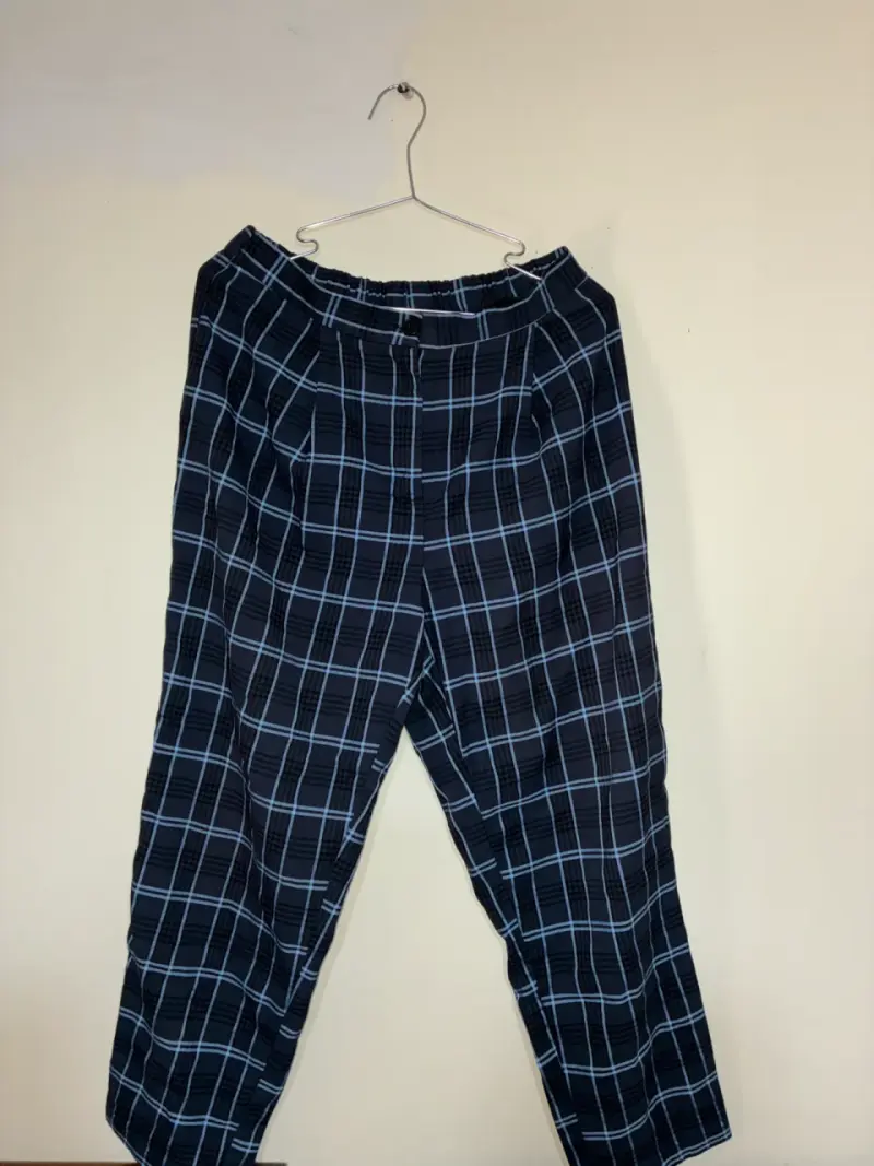 Pantalón cuadrillé azul marino - 2