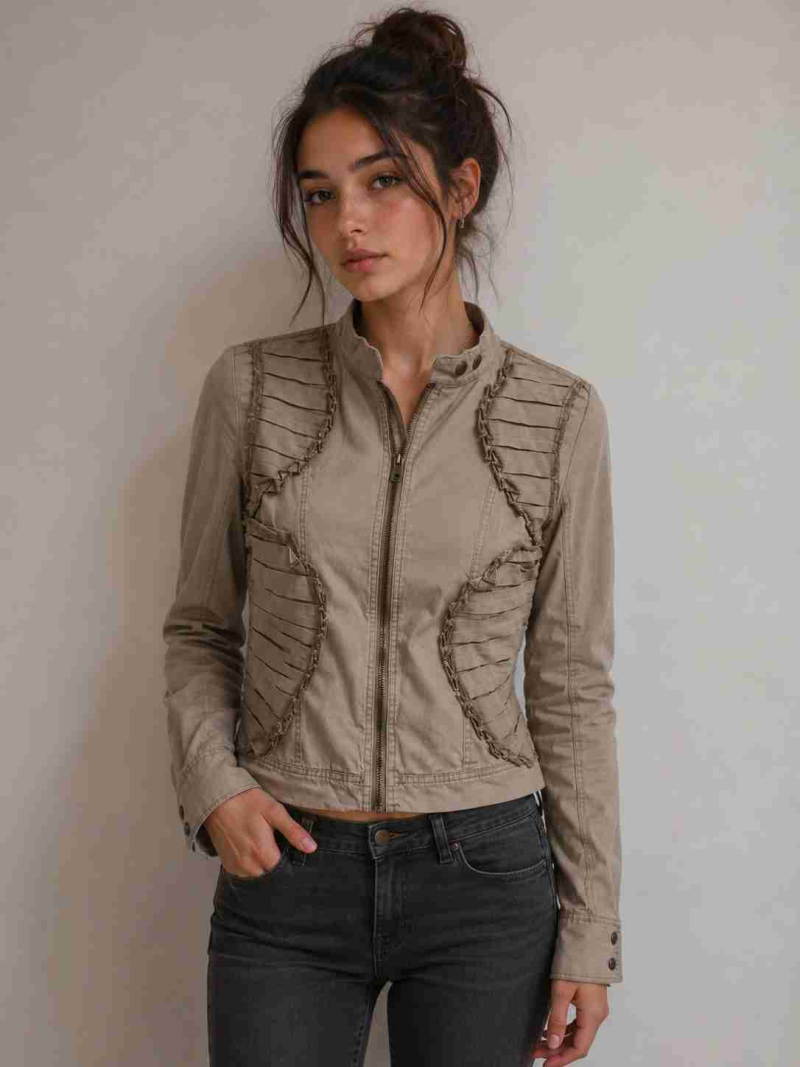 Chaqueta tela beige  Talla S - 1