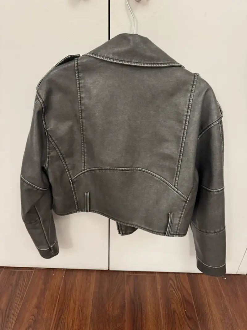 Chaqueta efecto cuero gris - 2