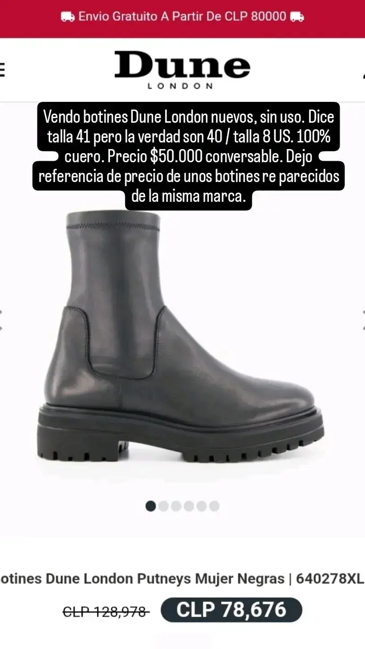 Botín nuevo 100% cuero marca Dune London - 2