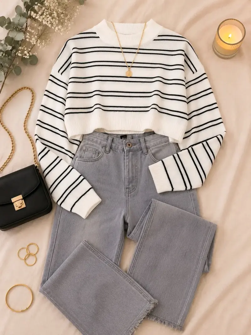 Sweater rayado blanco y negro