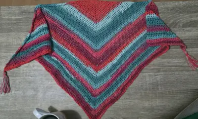 Pañuelo tejido a crochet multicolor - miniatura 2