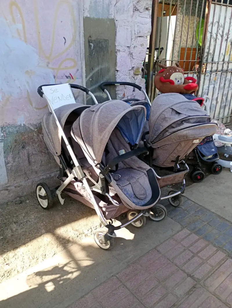 Coche doble para bebé gris - 4