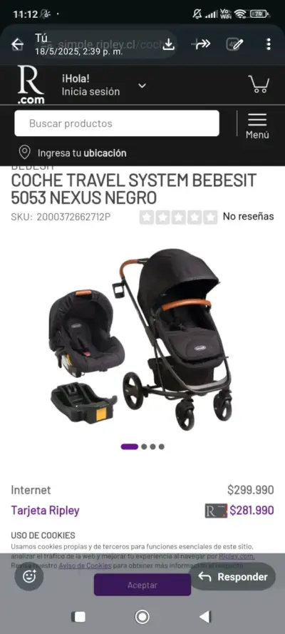 Coche de bebé negro elegante - miniatura 5