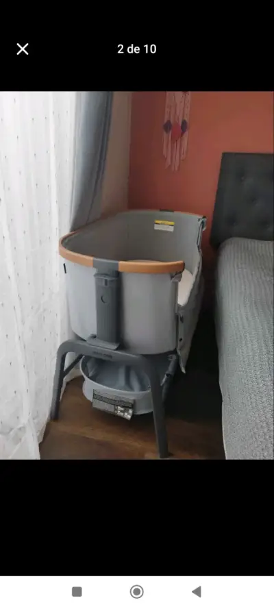 Cuna colecho gris con base ajustable - miniatura 1