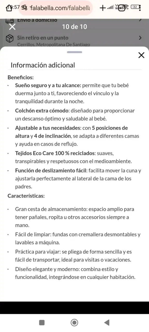 Cuna colecho gris con base ajustable - 5