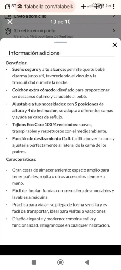 Cuna colecho gris con base ajustable - miniatura 5