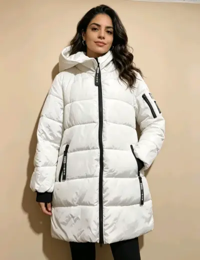 Parka blanca con capucha - miniatura 1