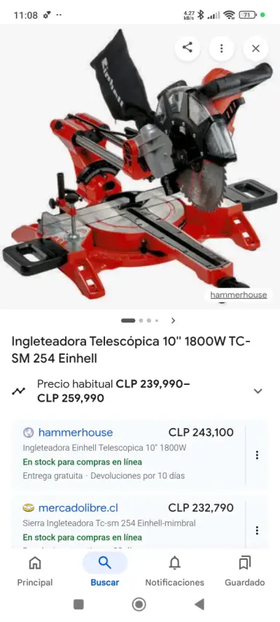 Ingleteadora telescópica 10'' Einhell TCSM 254 - miniatura 1