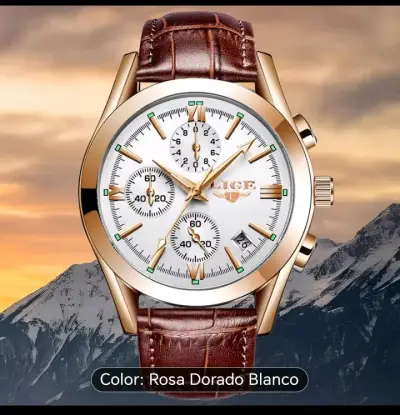 Reloj LIGE dorado y marrón - miniatura 1