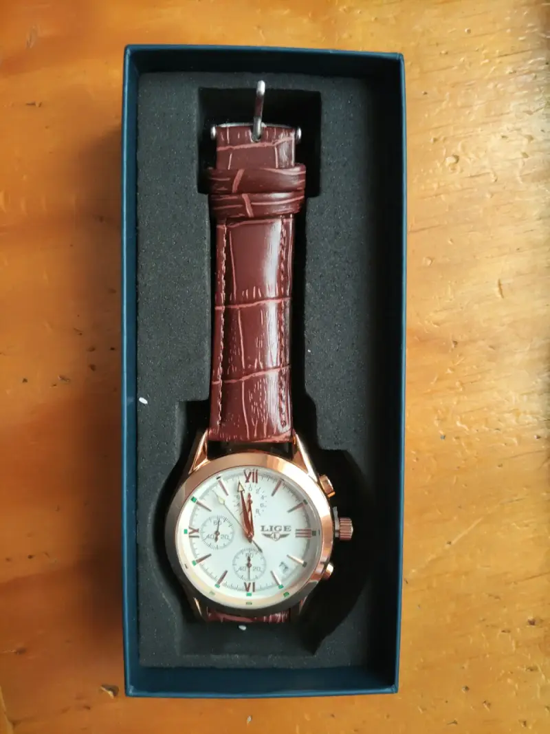 Reloj LIGE dorado y marrón - 2
