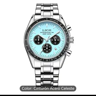 Reloj LIGE dorado y marrón - miniatura 4