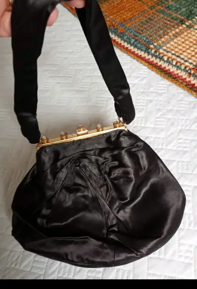 Cartera de fiesta de razo negro elegante - miniatura 3