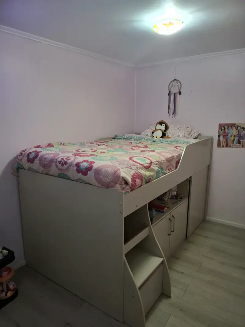 Cama alta con escritorio y estantes - 3