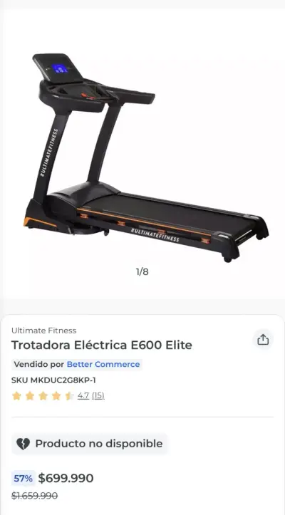 Trotadora Eléctrica Ultimate E600 Elite - miniatura 1
