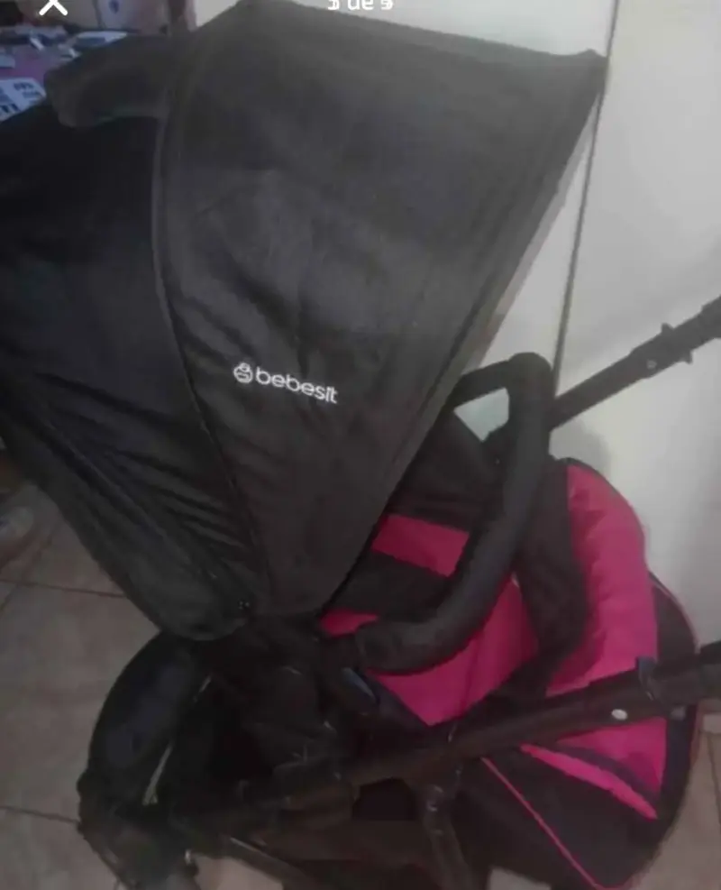Coche de bebé Bebesit negro con rosado - 1