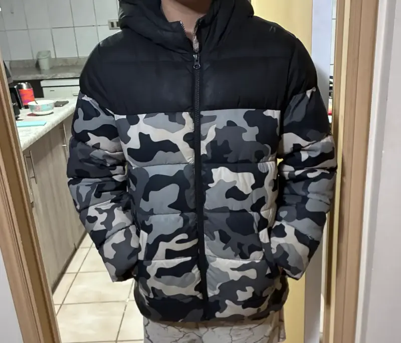 Parka niño camuflaje negro y gris - 1