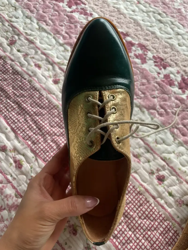 Zapatos de tap color verde y dorado - 2