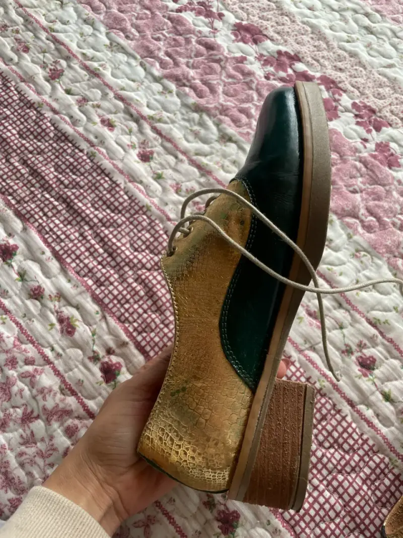 Zapatos de tap color verde y dorado - 3
