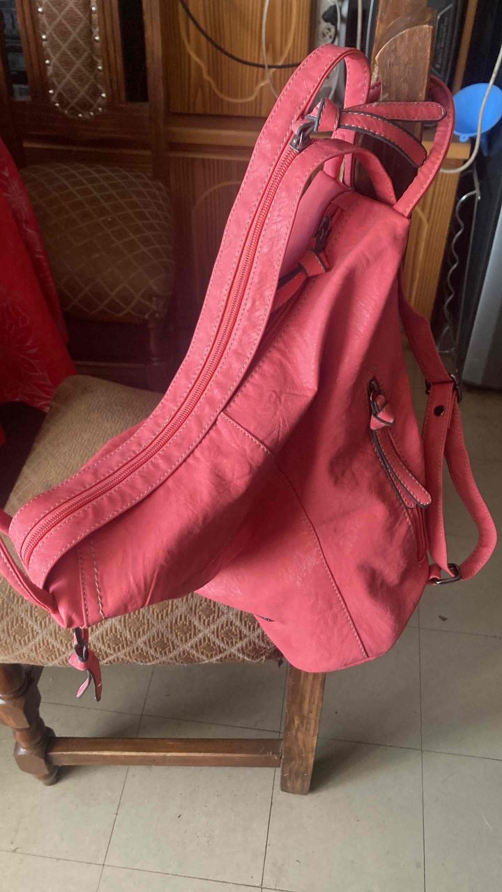 Mochila color salmón de cuero - 5