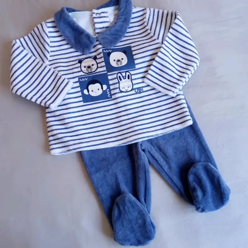 Conjunto bebé rayado azul OPALINE