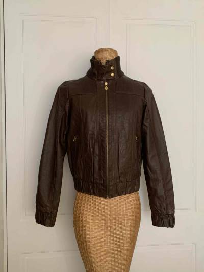Chaqueta de cuero marrón Robert Lewis - miniatura 1