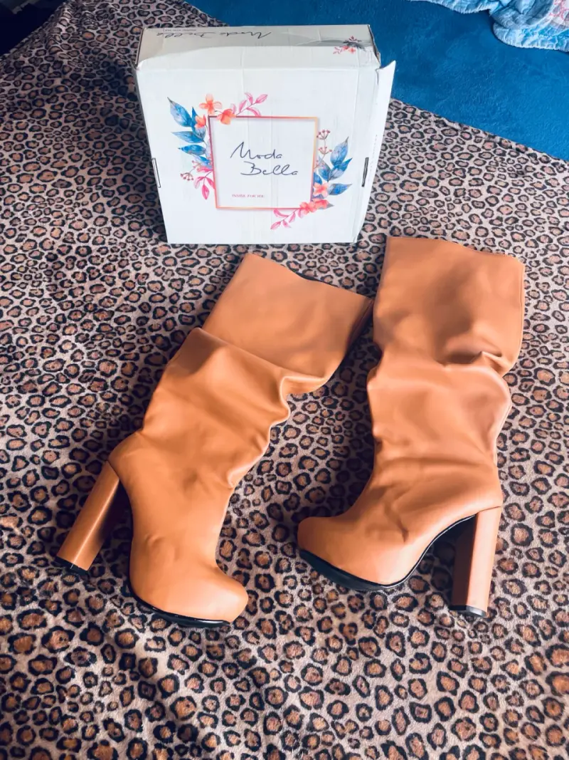 Botas largas camel con taco grueso