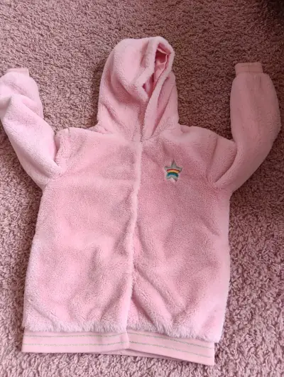 Chaqueta polar rosa con capucha - miniatura 1