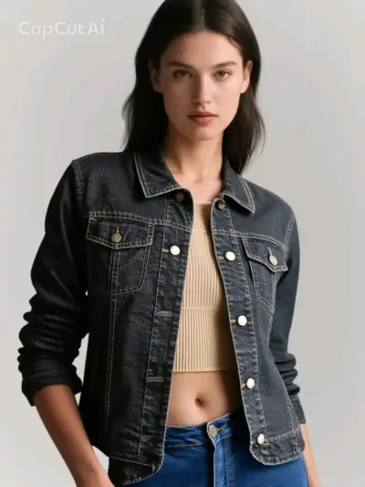 Chaqueta de mezclilla negra - miniatura 1
