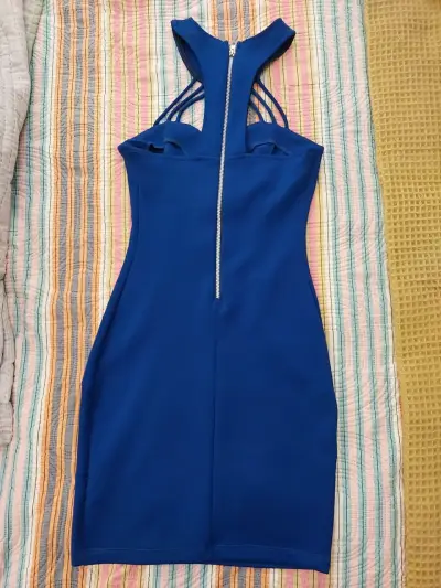 Vestido azul apegado con cierre - miniatura 1