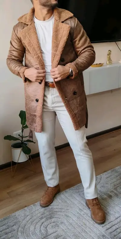 Abrigo marrón con forro de lana - miniatura 1