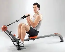 Máquina de remo compacta negra y naranja - 3
