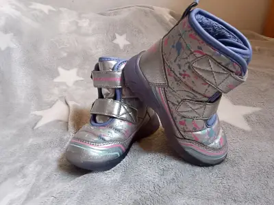 Botas infantiles plateadas Skechers - miniatura 1