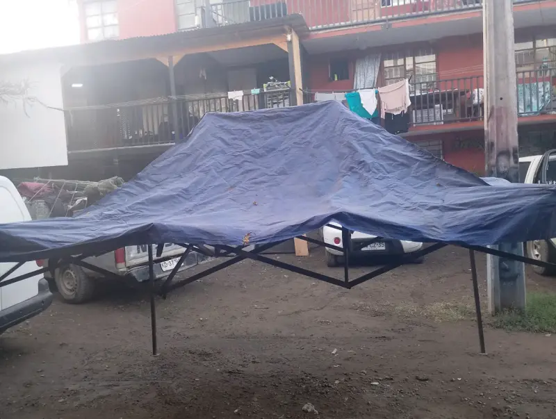 Carpa plegable azul grande