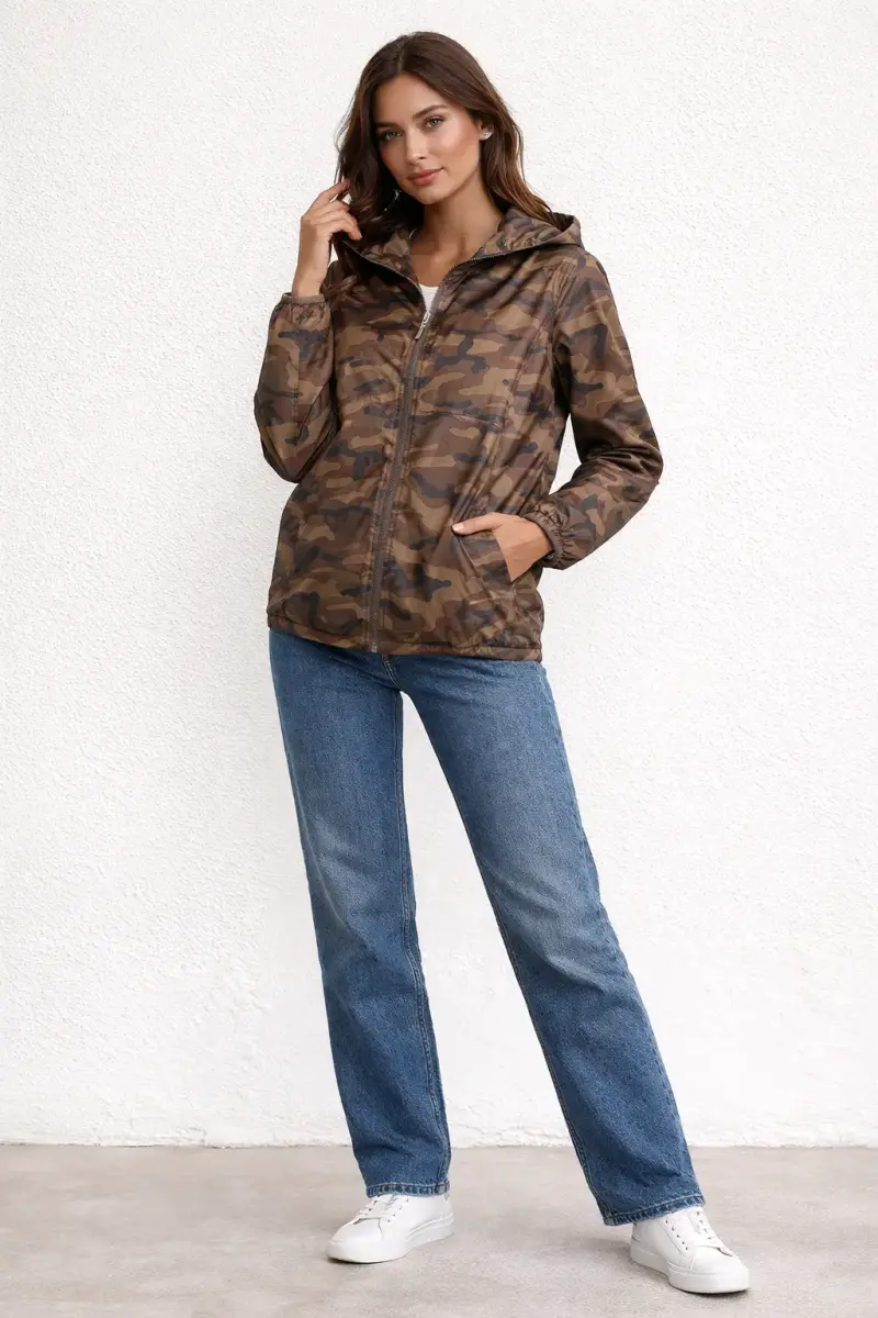 Chaqueta camuflaje marrón con capucha - 1