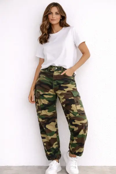 Pantalones cargo ZARA camuflados mujer - miniatura 1