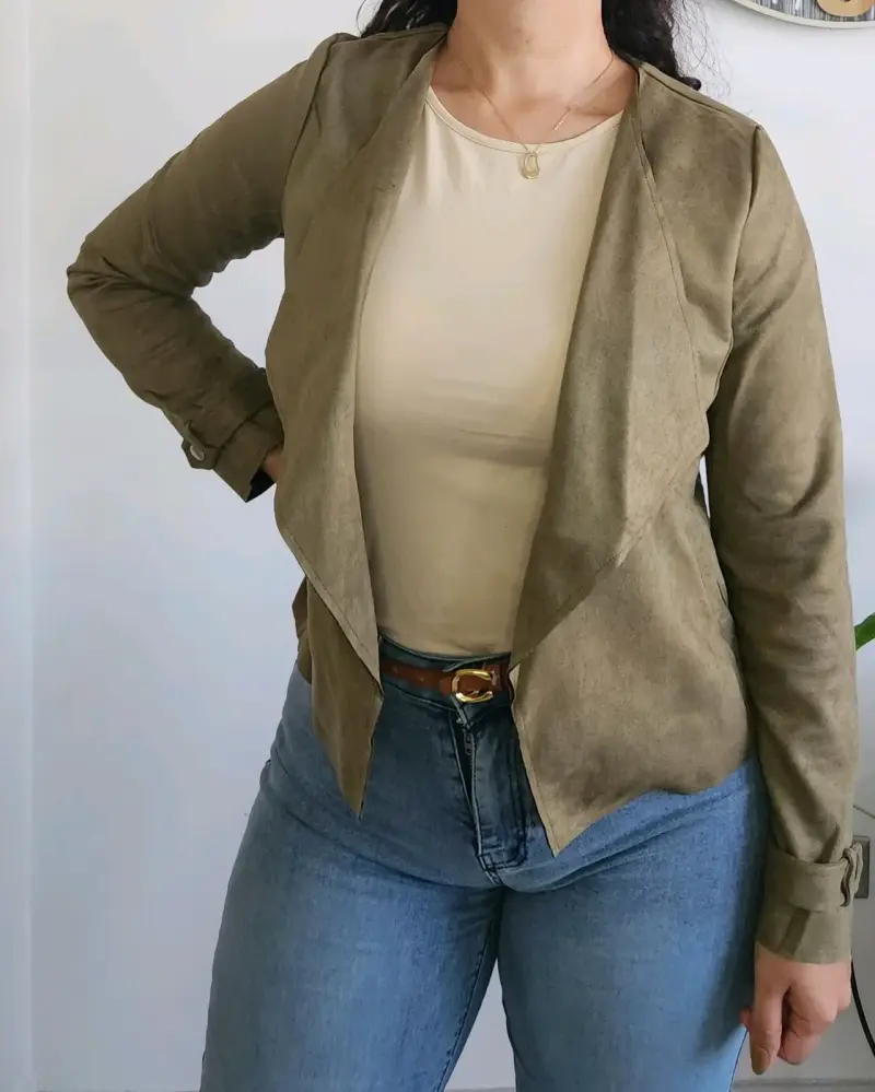 Chaqueta verde militar, casual para mujer - 1