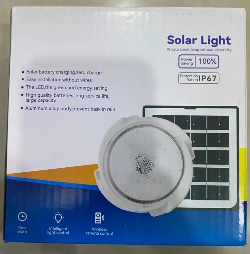 Luz LED solar con control remoto 100 watts - 2