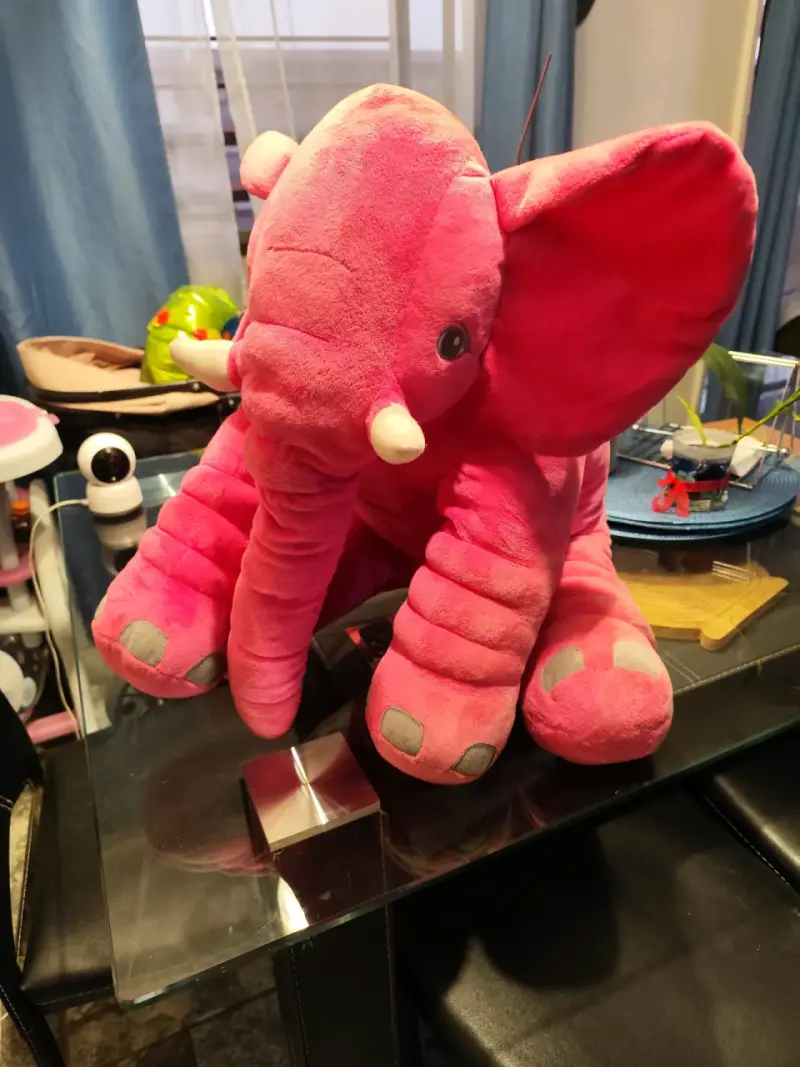 Peluche elefante rosa grande - 1