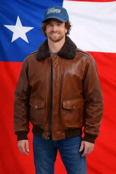 Chaqueta de cuero marrón modelo A2 - miniatura 1