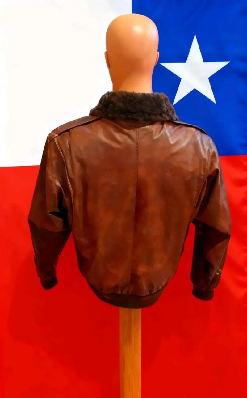 Chaqueta de cuero marrón modelo A2 - 2