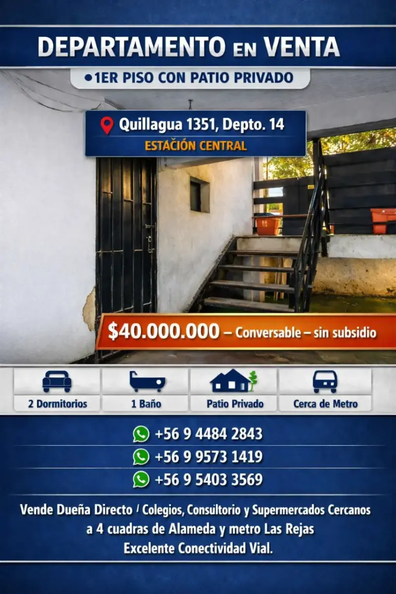 Departamento a la venta en Estación Central