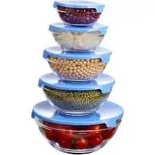 Set de bowls de vidrio con tapas