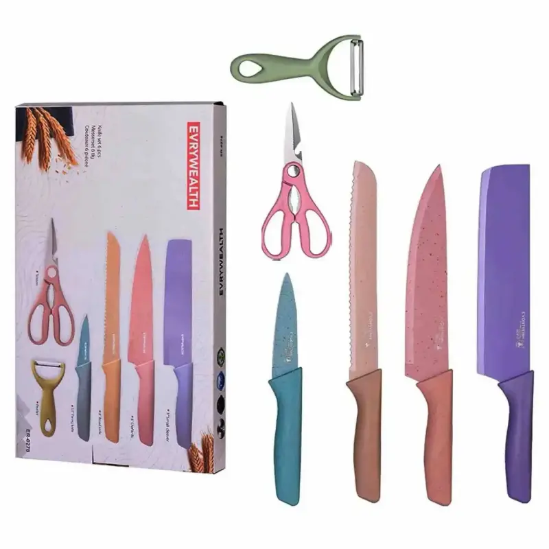 Set de cuchillos y utensilios coloridos