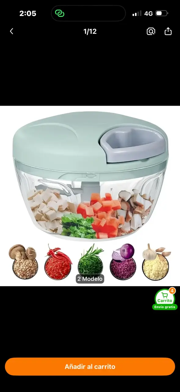 Picadora manual de alimentos