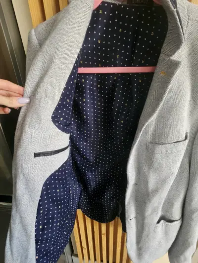Blazer gris con forro estampado - miniatura 1