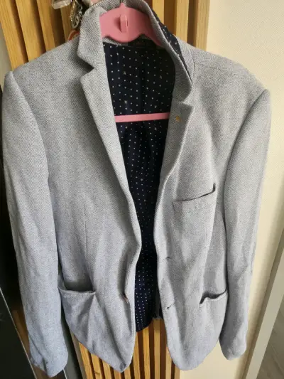 Blazer gris con forro estampado - miniatura 4
