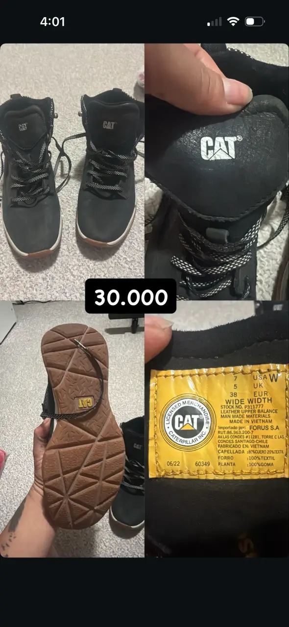 Botas negras CAT de cuero