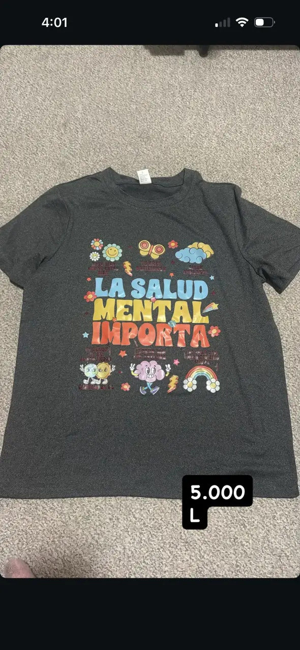 Polera gris estampada 'La Salud Mental Importa' - 1